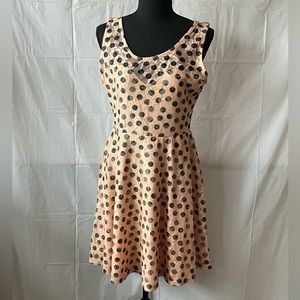 Tan Dress with Black Polka Dots